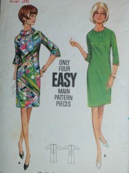 4312  BUTTERICK 1960S EZ SHIRRED NECK DRESS COLLAR OR NOT PATTERN 16 36B OR  20 40B